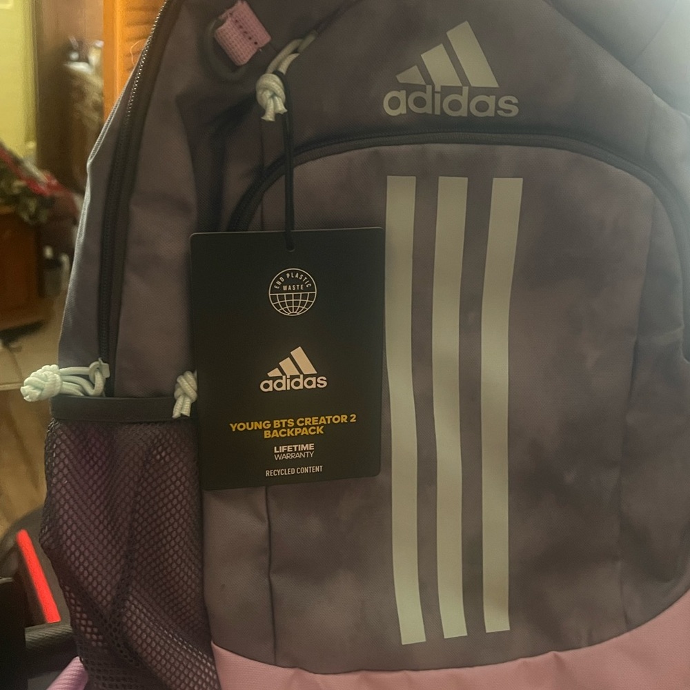 Adidas Lavender and Gray  Backpack